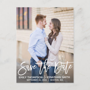 Modern Portrait Picture Save The Date Postcard