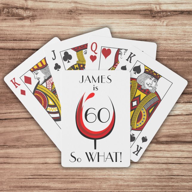 Modern Positive Red Wine Glass 60th Birthday Playing Cards (Creator Uploaded)