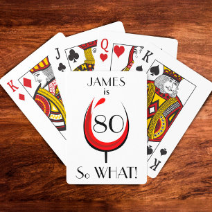 Modern Positive Red Wine Glass 80th Birthday Playing Cards