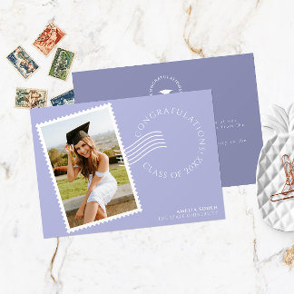 Modern Postage Stamp Frame | Lilac Photo Grad Announcement
