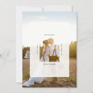 Modern Postage Stamp We Eloped Elopement Photo Announcement