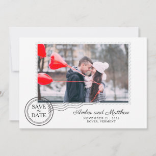 Modern Postage Stamp Wedding Photo Save the Date