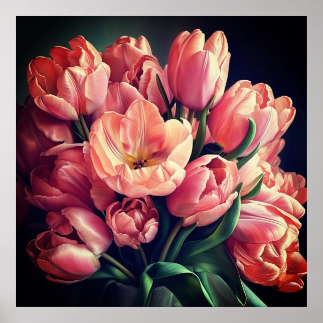 Modern poster art print flowers (Front)