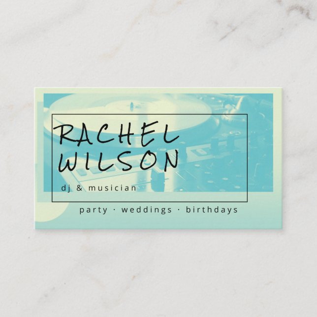 Modern poster duotone blue and yellow dj musician business card (Front)