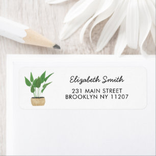 Modern Potted Houseplant Watercolor Modern Script