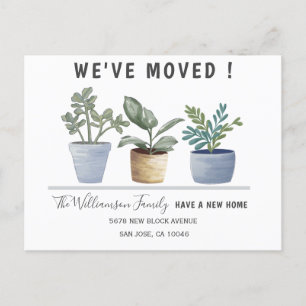 Modern Potted Plants We've Moved Announcement  Postcard