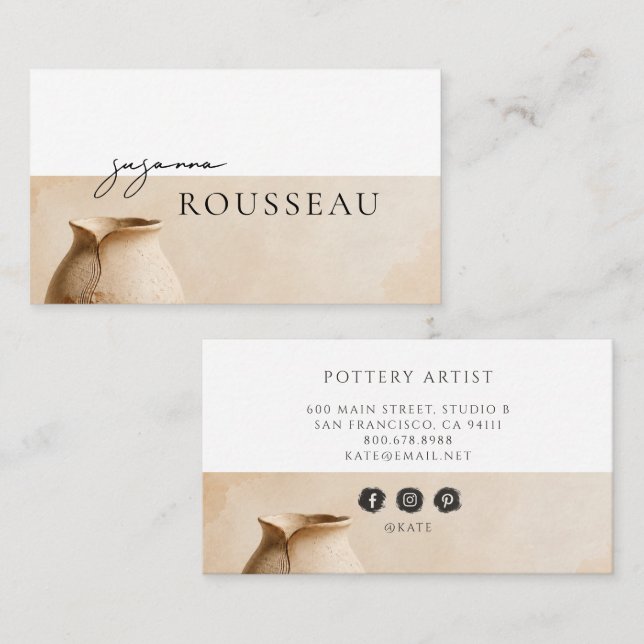 Modern Pottery Artist  Business Card (Front/Back)