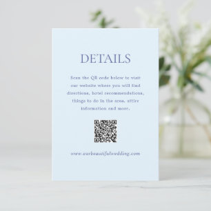 Modern Powder Blue QR Code Elegant Wedding Enclosure Card