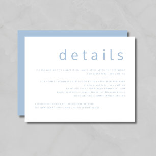 Modern Powder Blue Typography Wedding Details Enclosure Card