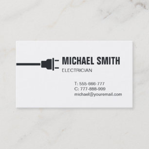 Modern Power Plug Electrician Business Card