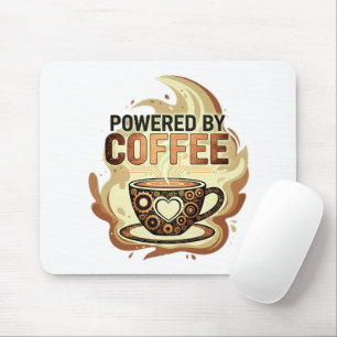 Modern Powered by Coffee – Trendy Coffee Typograph Mouse Pad