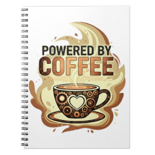 Modern Powered by Coffee – Trendy Coffee Typograph Notebook