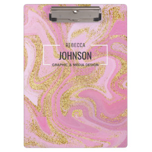 Modern Precious Pink Gold Marble Name - Clipboard