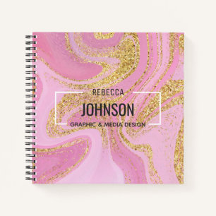 Modern Precious Pink Gold Marble Name - Notebook