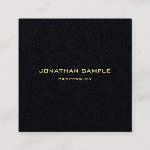 Modern Premium Black Gold Text Elegant Minimalist Square Business Card