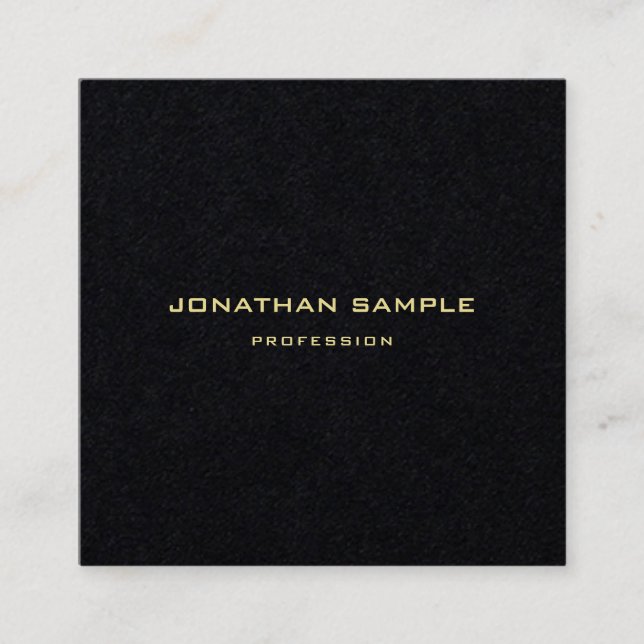 Modern Premium Black Gold Text Elegant Minimalist Square Business Card (Front)