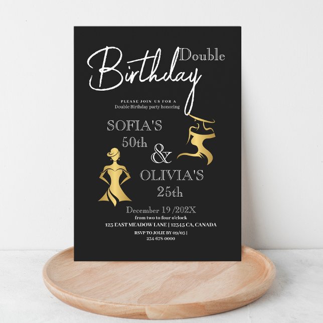 Modern Premium Chic Birthday Any Age Black Gold   Invitation (Creator Uploaded)