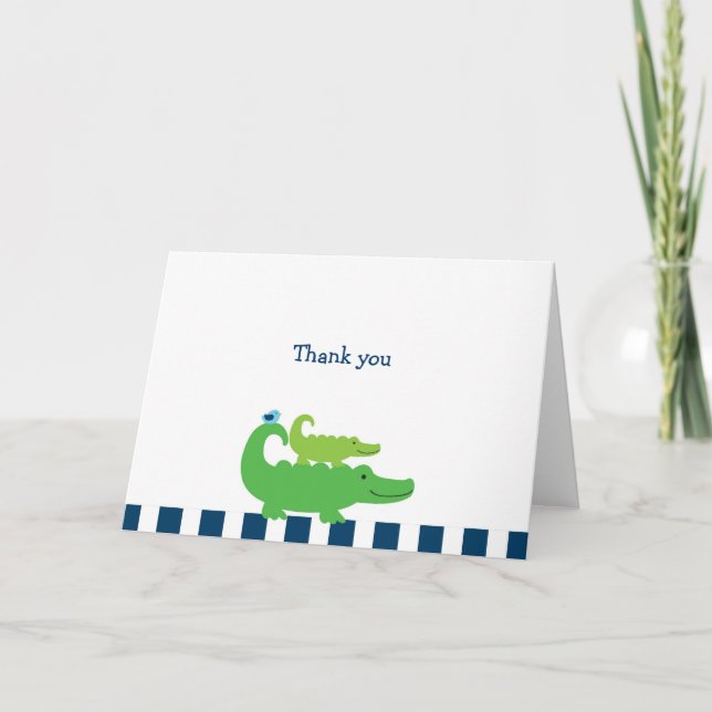 Modern Preppy Alligator Thank You Note Cards (Front)