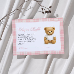 Modern Preppy Bear Baby Shower Diaper Raffle Enclosure Card