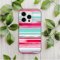 Modern Preppy Cyan Magenta Personalised Name