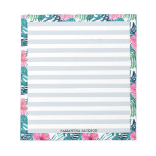 Modern Preppy Palm Beach Hibiscus Custom Lined Notepad