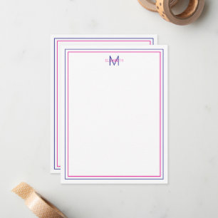 Modern Preppy Pink and Navy Blue Monogram Card