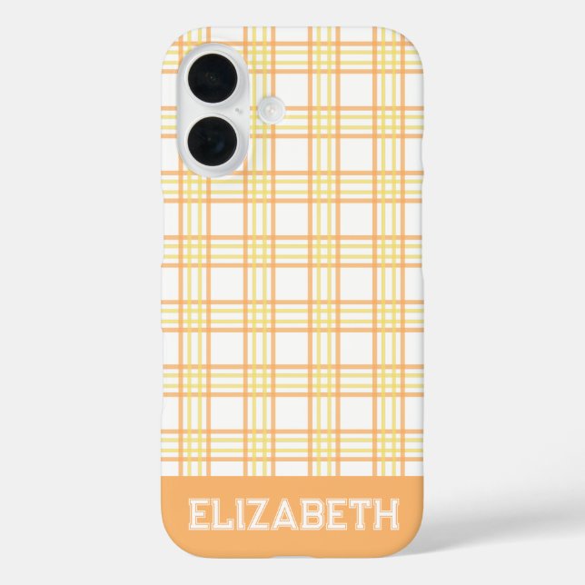 Modern Preppy Plaid Varsity Font Orange Yellow Case-Mate iPhone Case