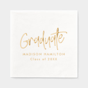 Modern Preppy Script Graduation Party Foil Napkins