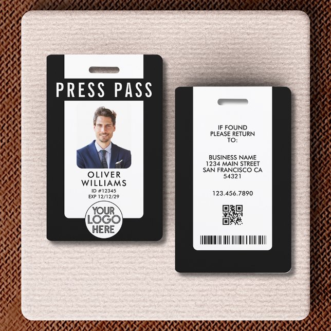 Modern Press ID Photo Badge Business Logo QR Code (Creator Uploaded)