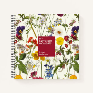 Modern Pressed Flowers Elegant Pattern Notebook
