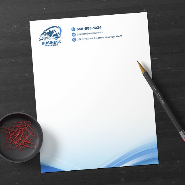 Modern Pressure Washing Power Wash House Cleaning Custom Letterhead (Creator Uploaded)