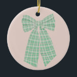 Modern Pretty Blush Gingham Romantic Coquette Bow Ceramic Tree Decoration<br><div class="desc">Pretty girly,  feminine bow on a blush pink. Gingham hair bow on a blush pink design for a modern romantic in romance core regency era style.</div>