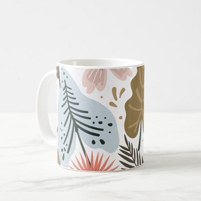Modern Pretty Foliage Floral Pattern Coffee Mug (Front Left)