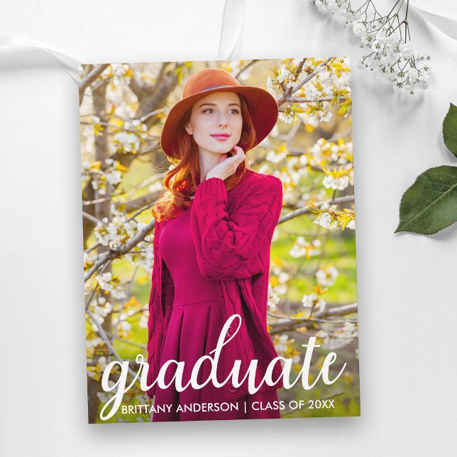 Modern Pretty Graduation Party Photo Invite WS (Customize to change your personalized text size or text style.)