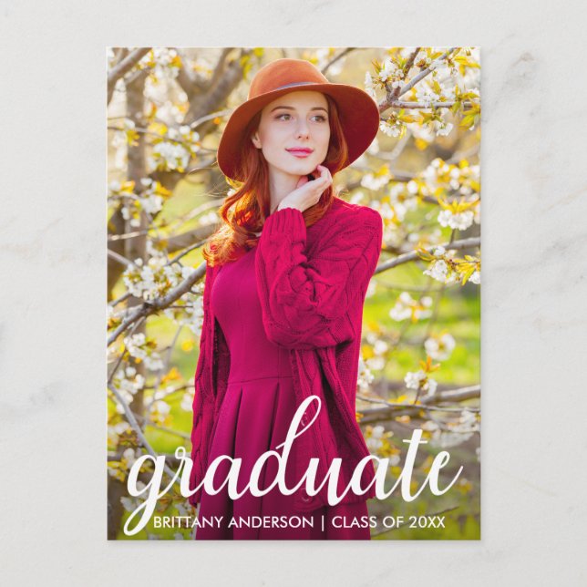 Modern Pretty Graduation Photo Announcement W (Front)