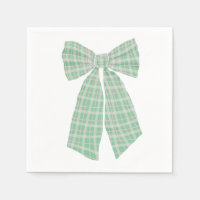 Modern Pretty Green Gingham Romantic Coquette Bow