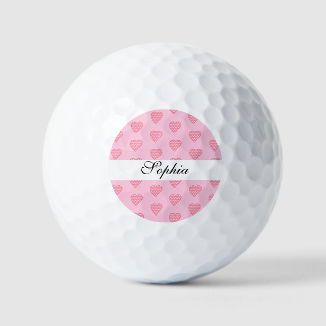 Modern Pretty Heart Shape With dots Personalised   Golf Balls (Front)