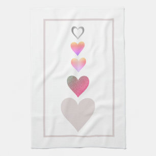 Modern Pretty Hearts Cute Simple Tea Towel