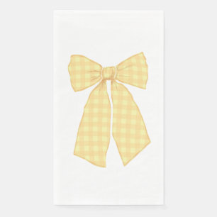 Modern Pretty Peach Gingham Romantic Coquette Bow Napkin
