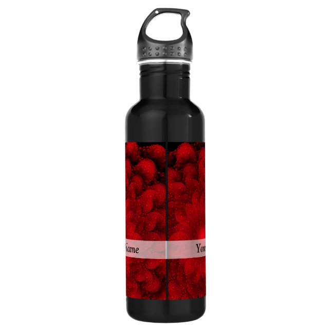 Modern pretty  red fractal pattern 710 ml water bottle (Front)