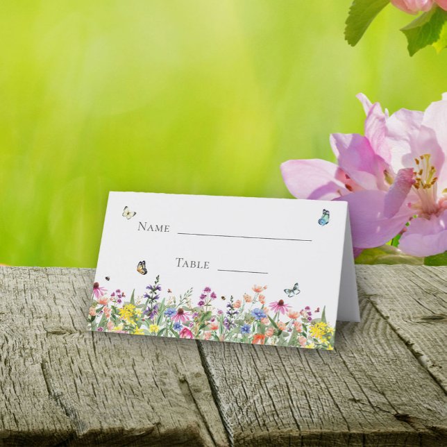  Modern Pretty Wildflowers Wedding Place Card (Creator Uploaded)