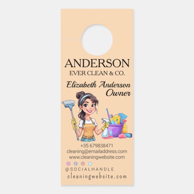Modern Pretty Woman Cleaning and Maid Services  Door Hanger (Front)
