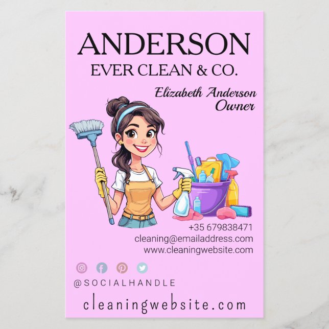 Modern Pretty Woman Cleaning and Maid Services Flyer (Front)