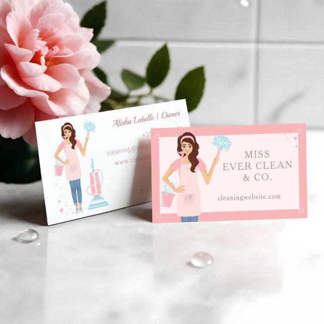 Modern Pretty Woman Cleaning & Maid Services Busin Business Card (Modern Pretty Woman Cleaning & Maid Services Busin Business Card)