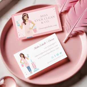 Modern Pretty Woman Cleaning & Maid Services Business Card