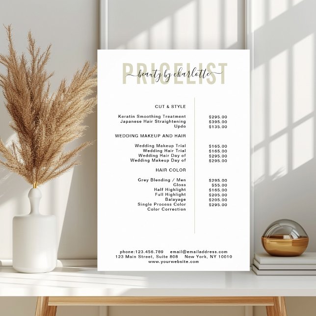 Modern,  price list Poster (Creator Uploaded)