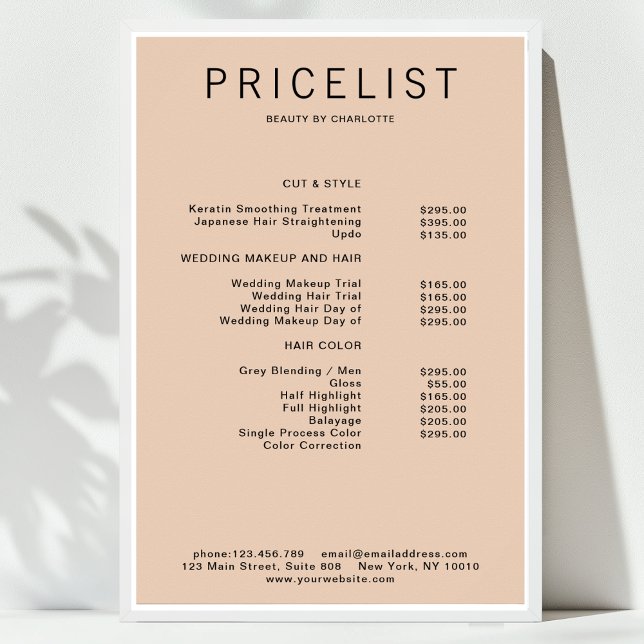 Modern,  price list Poster (Modern, price list Poster)