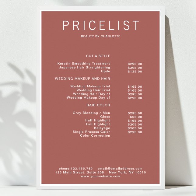 Modern,  price list Poster (Modern, price list Poster)