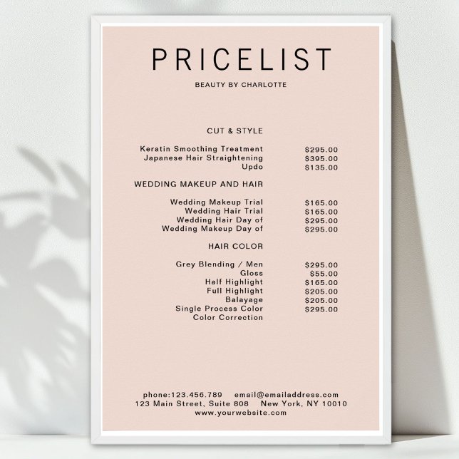 Modern,  price list Poster (Modern, price list Poster)