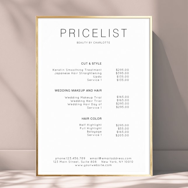 Modern,  price list Poster (Modern, price list Poster)